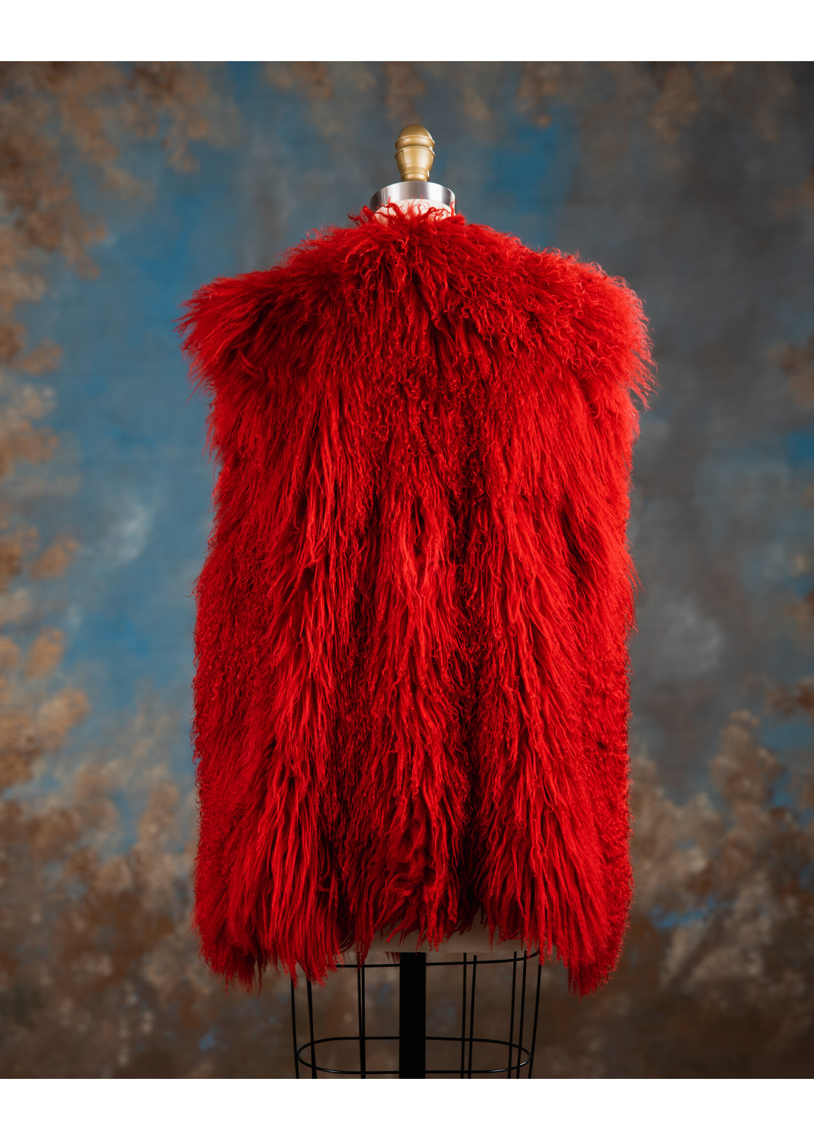 CRIMSON TIBETAN LAMB VEST