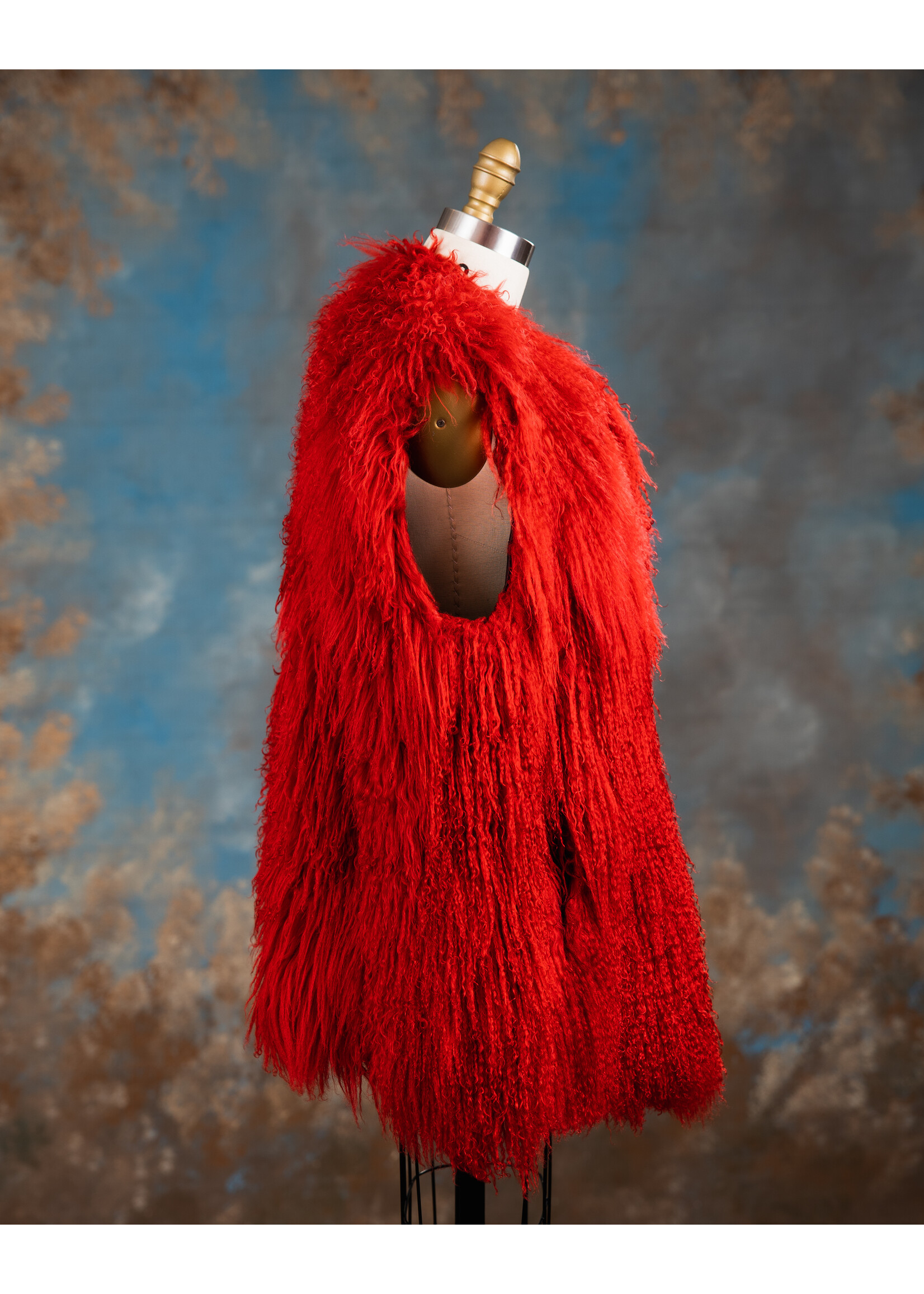 CRIMSON TIBETAN LAMB VEST