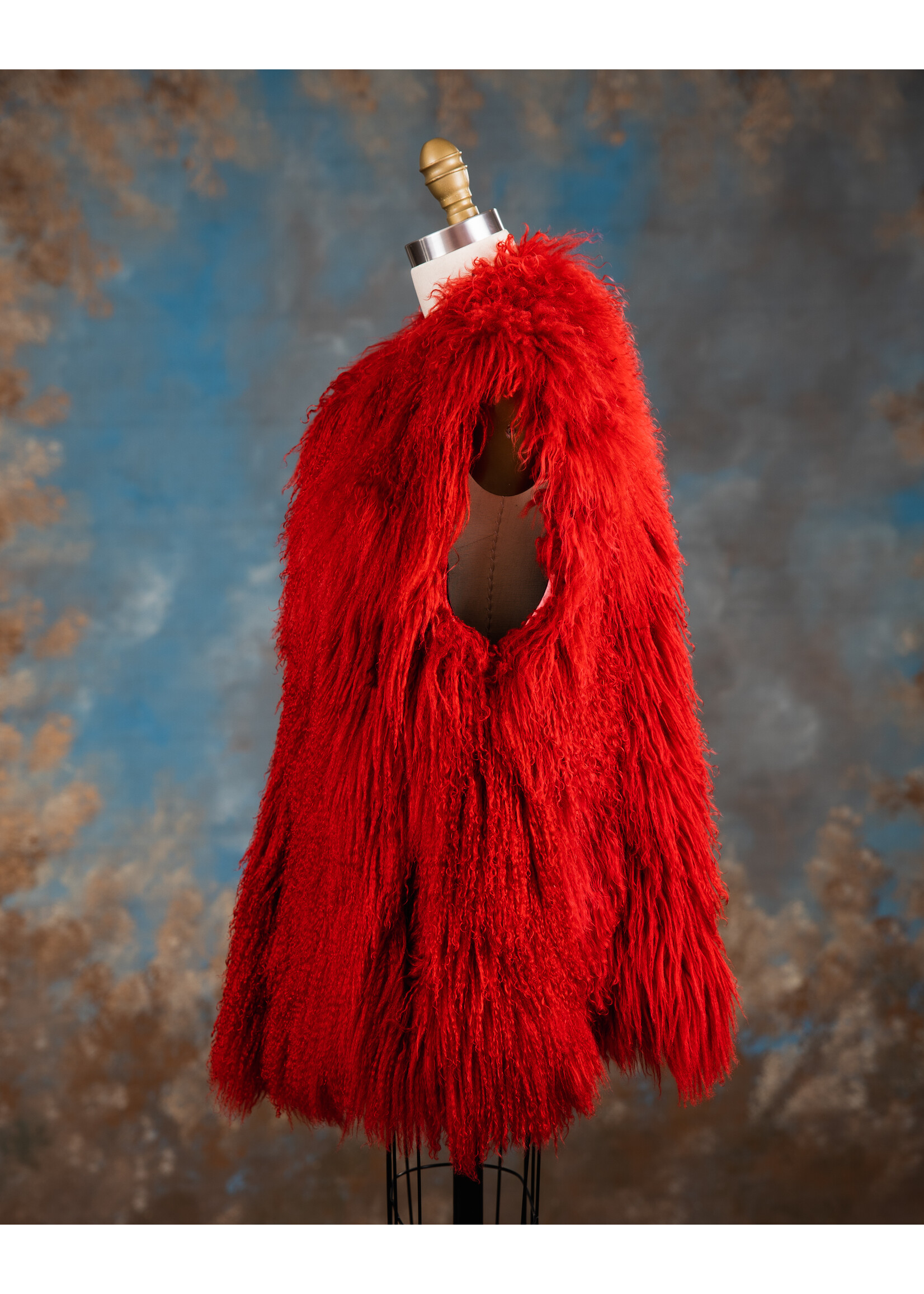 CRIMSON TIBETAN LAMB VEST