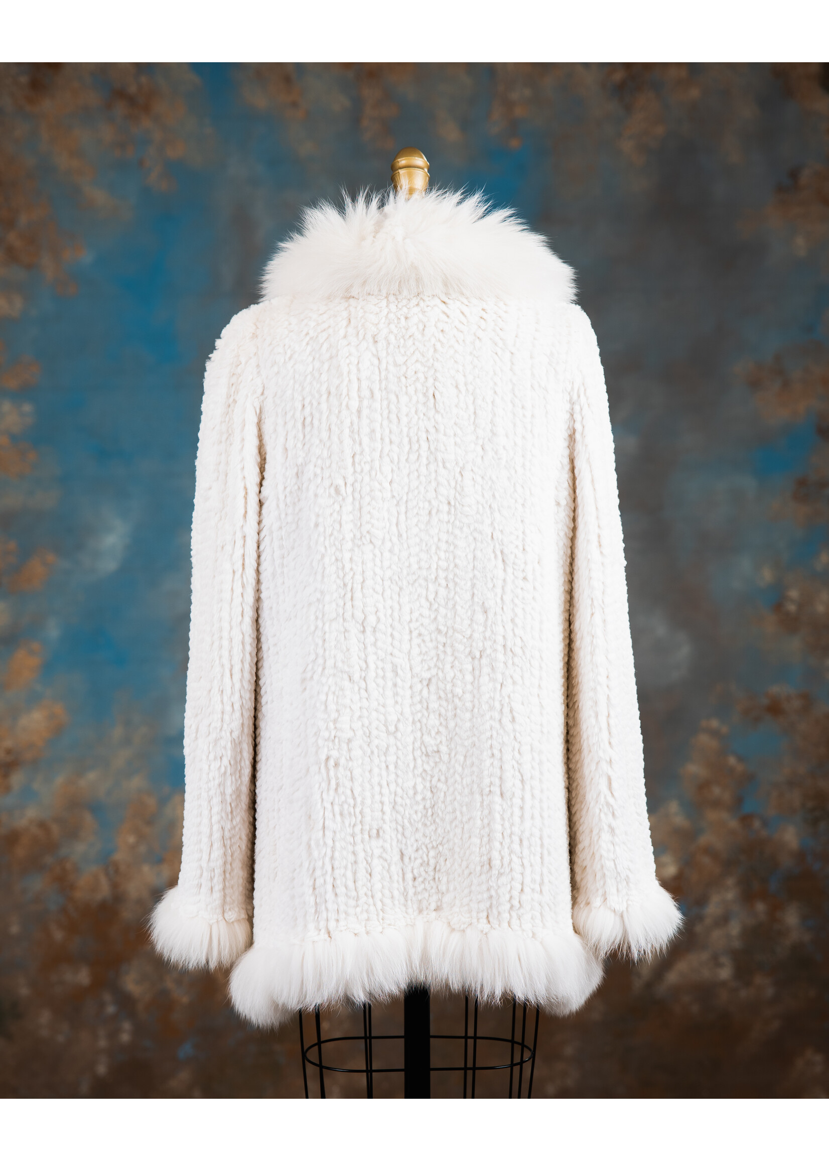 KNIT WHITE REX RABBIT JACKET