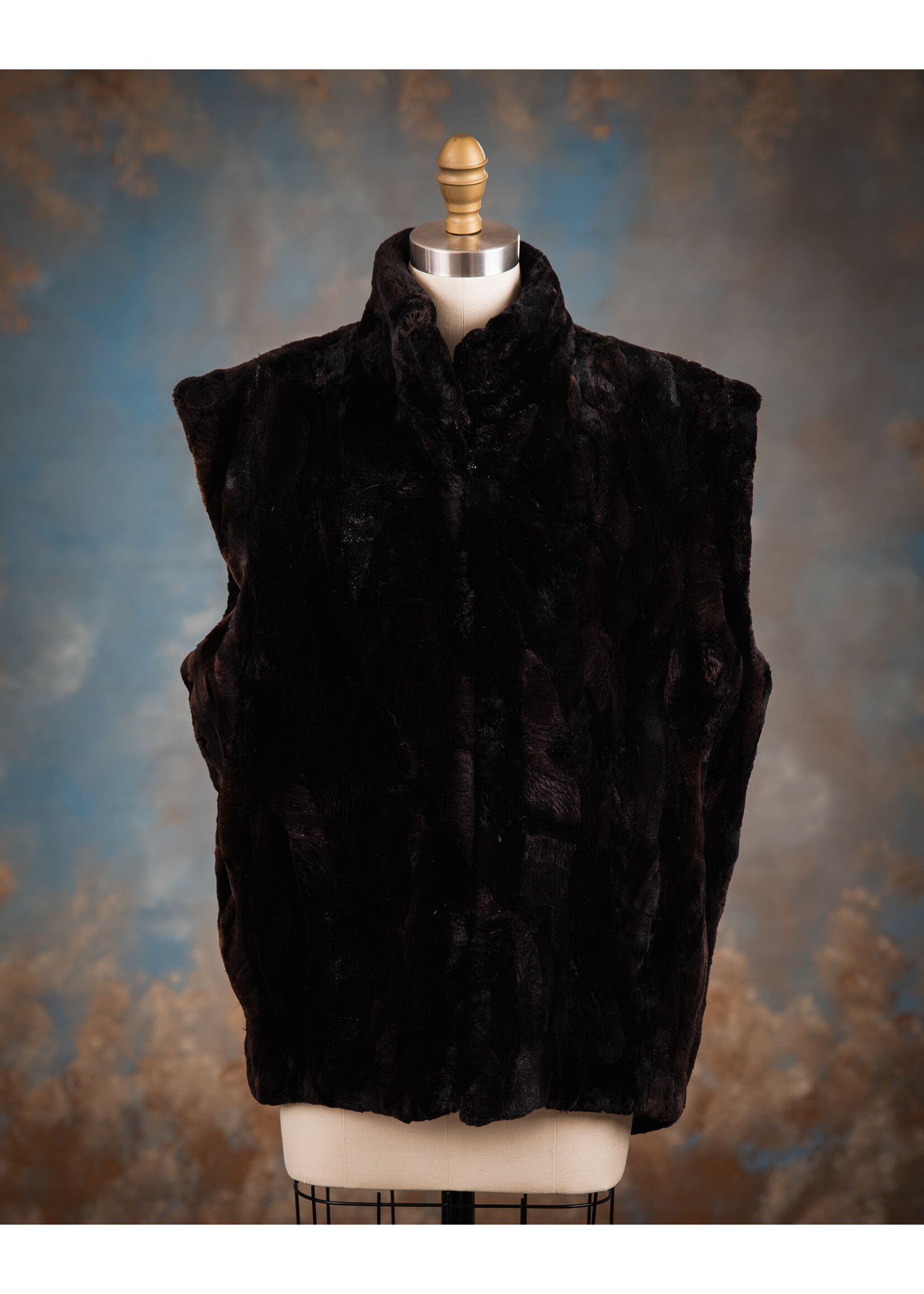 ESPRESSO SHEARED BEAVER PIECES VEST