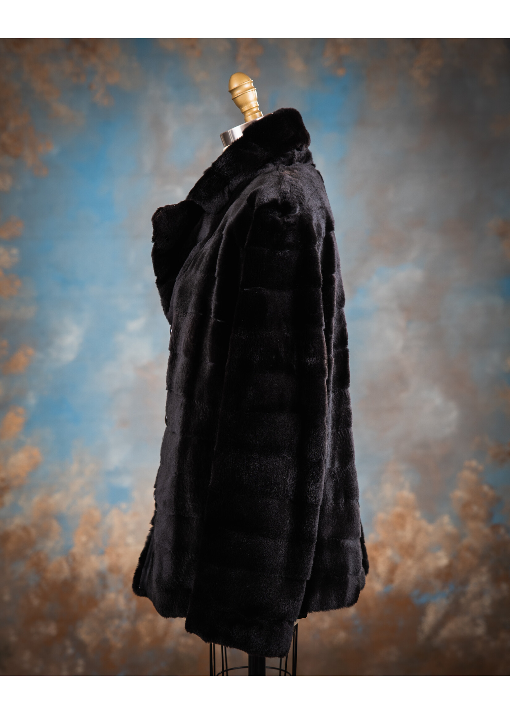SHEARED BLACK HORIZONTAL MINK REV. JACKET