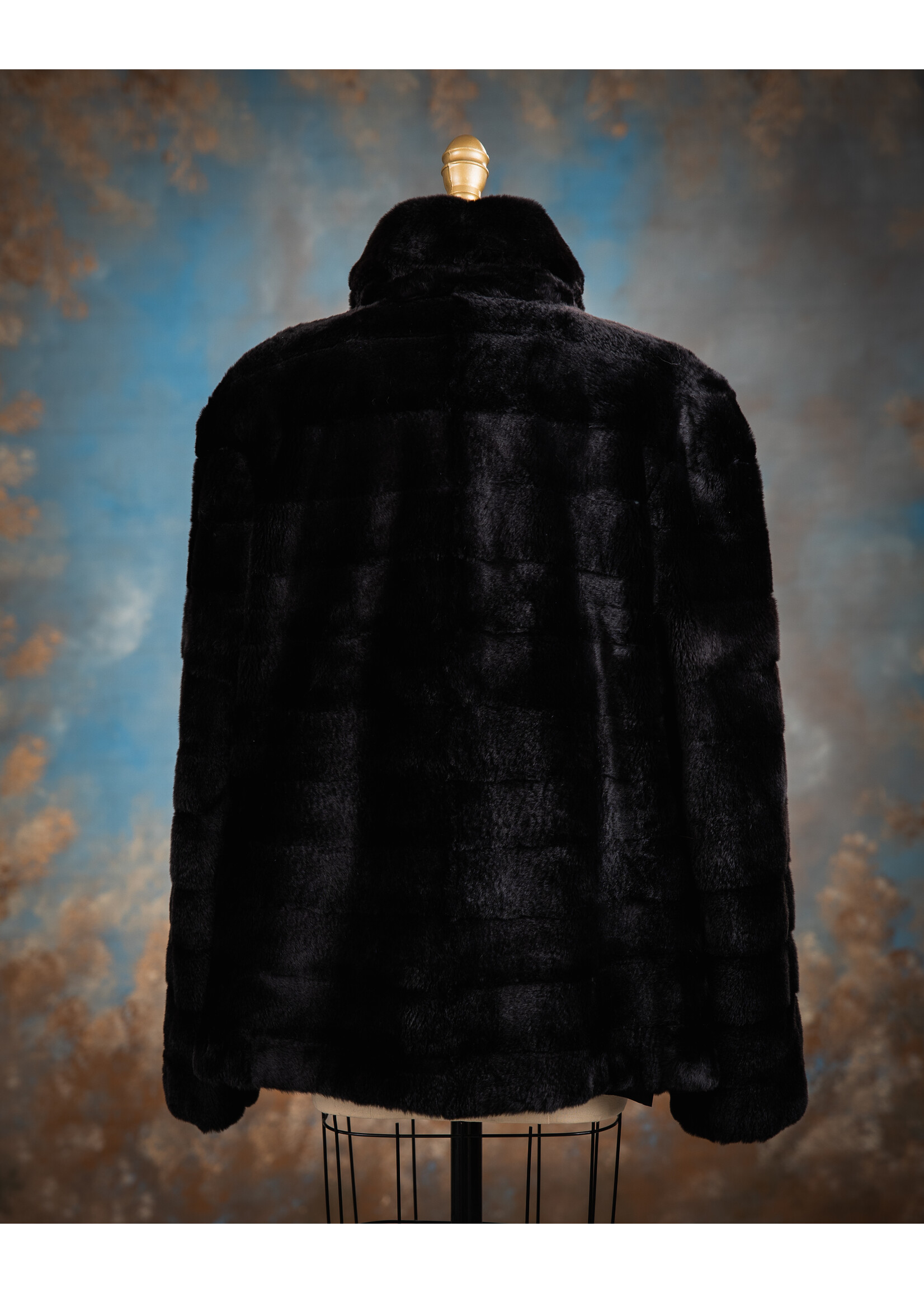 SHEARED BLACK HORIZONTAL MINK REV. JACKET