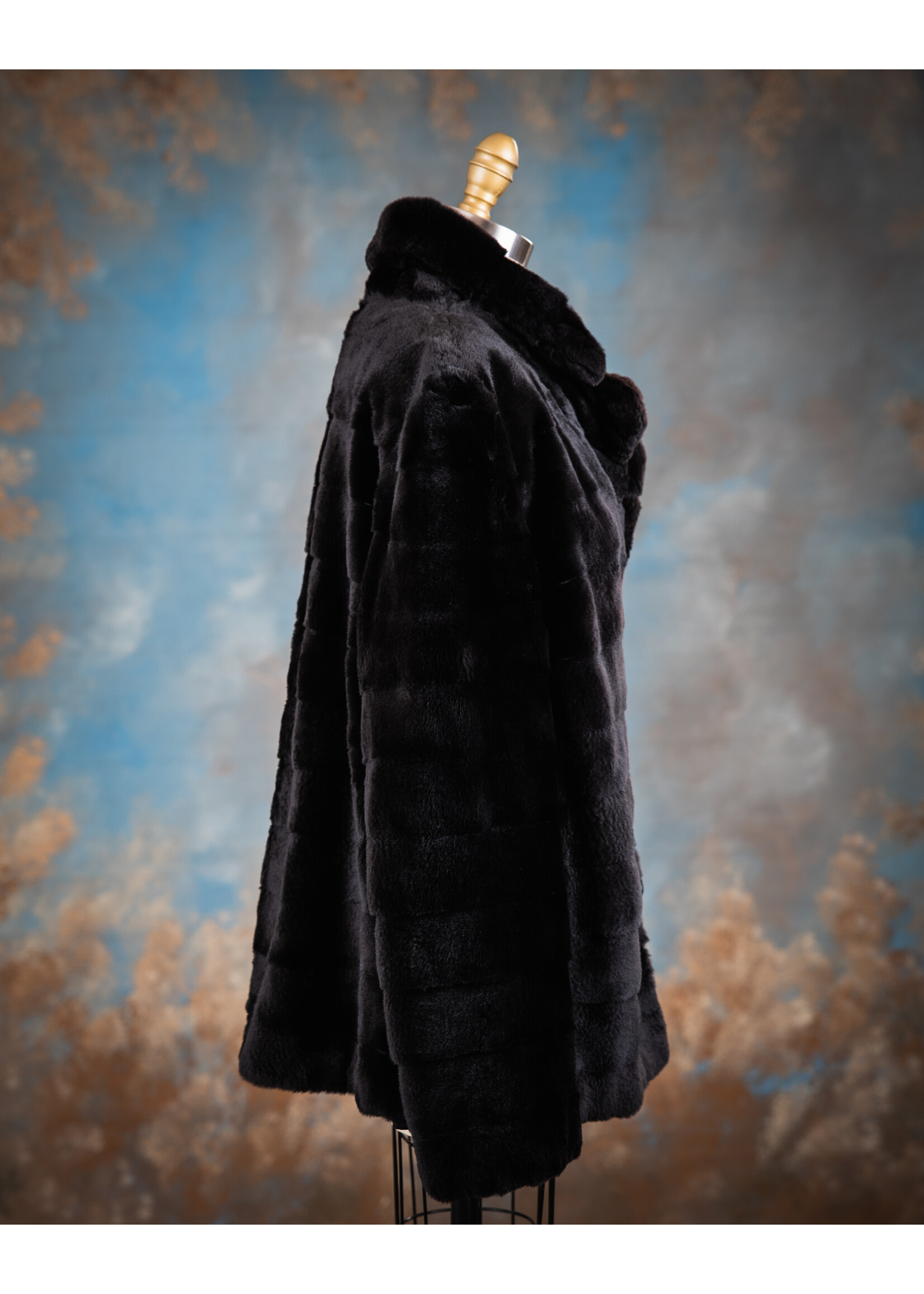 SHEARED BLACK HORIZONTAL MINK REV. JACKET