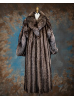 RACCOON COAT W. INDIGO FOX SLEEVES