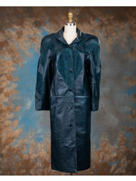 GREEN LEATHER TRENCH W. SUEDE