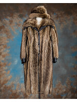 RACCOON COAT W. LEATHER + HAT