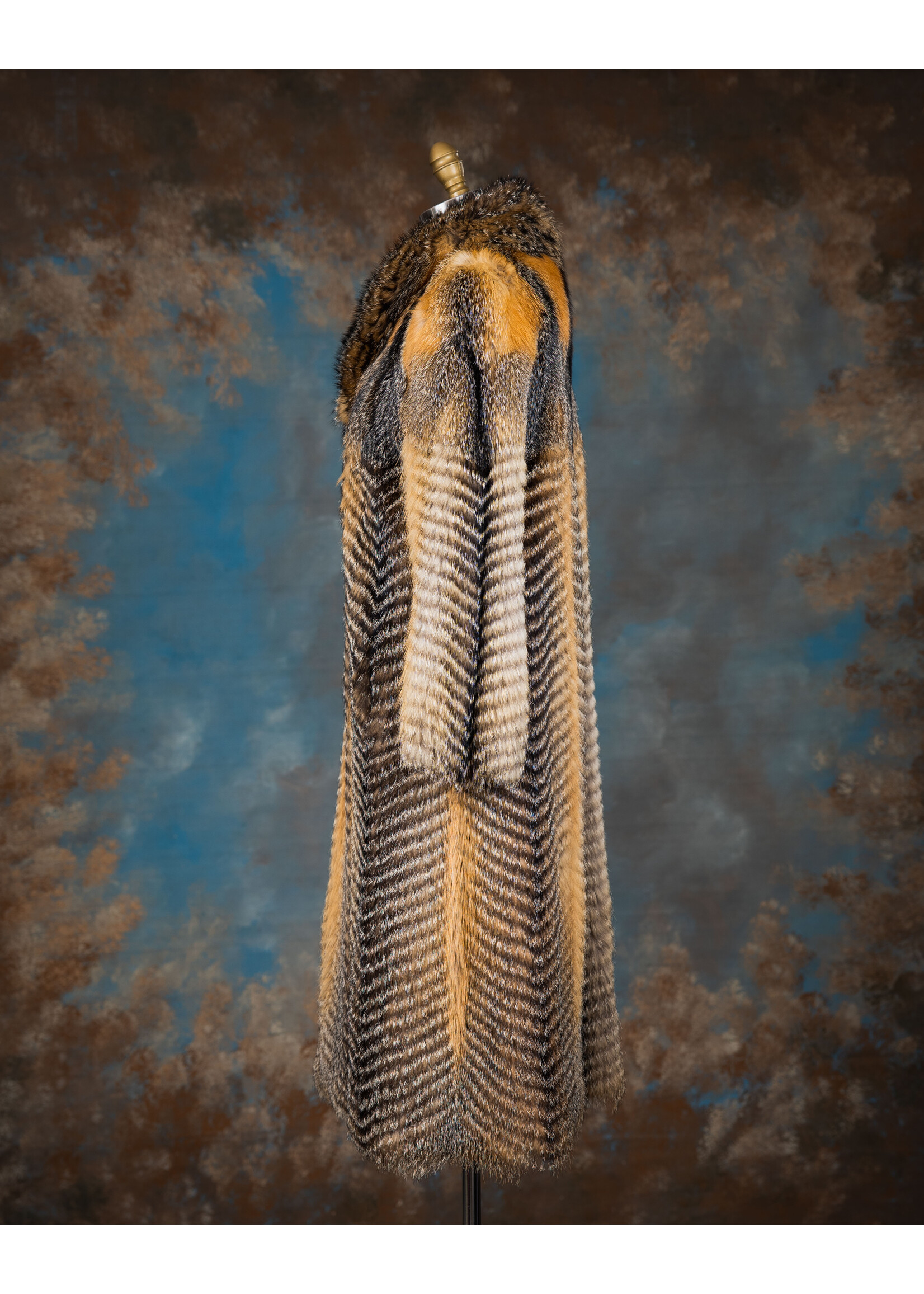 CHEVRON GREY FOX COAT