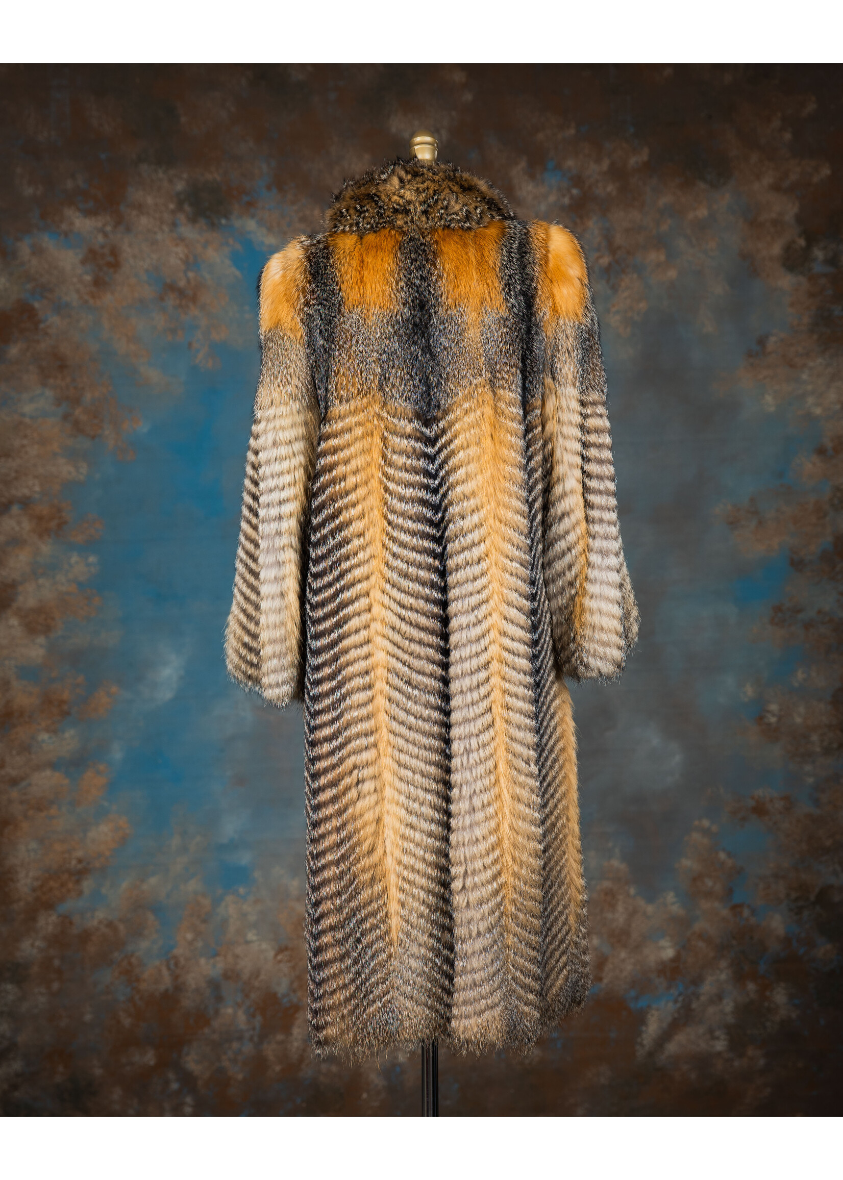 CHEVRON GREY FOX COAT
