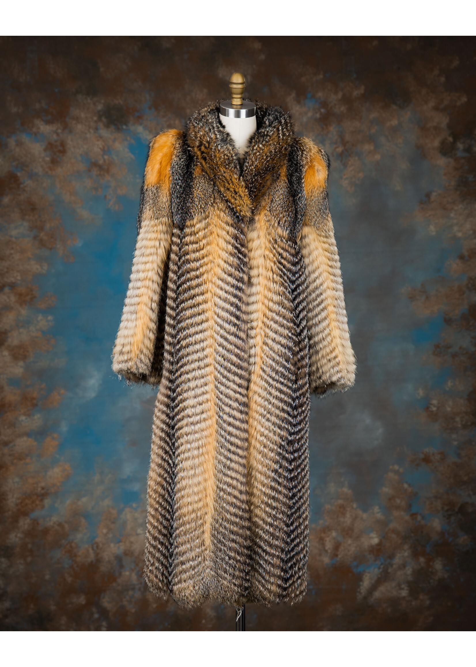 CHEVRON GREY FOX COAT