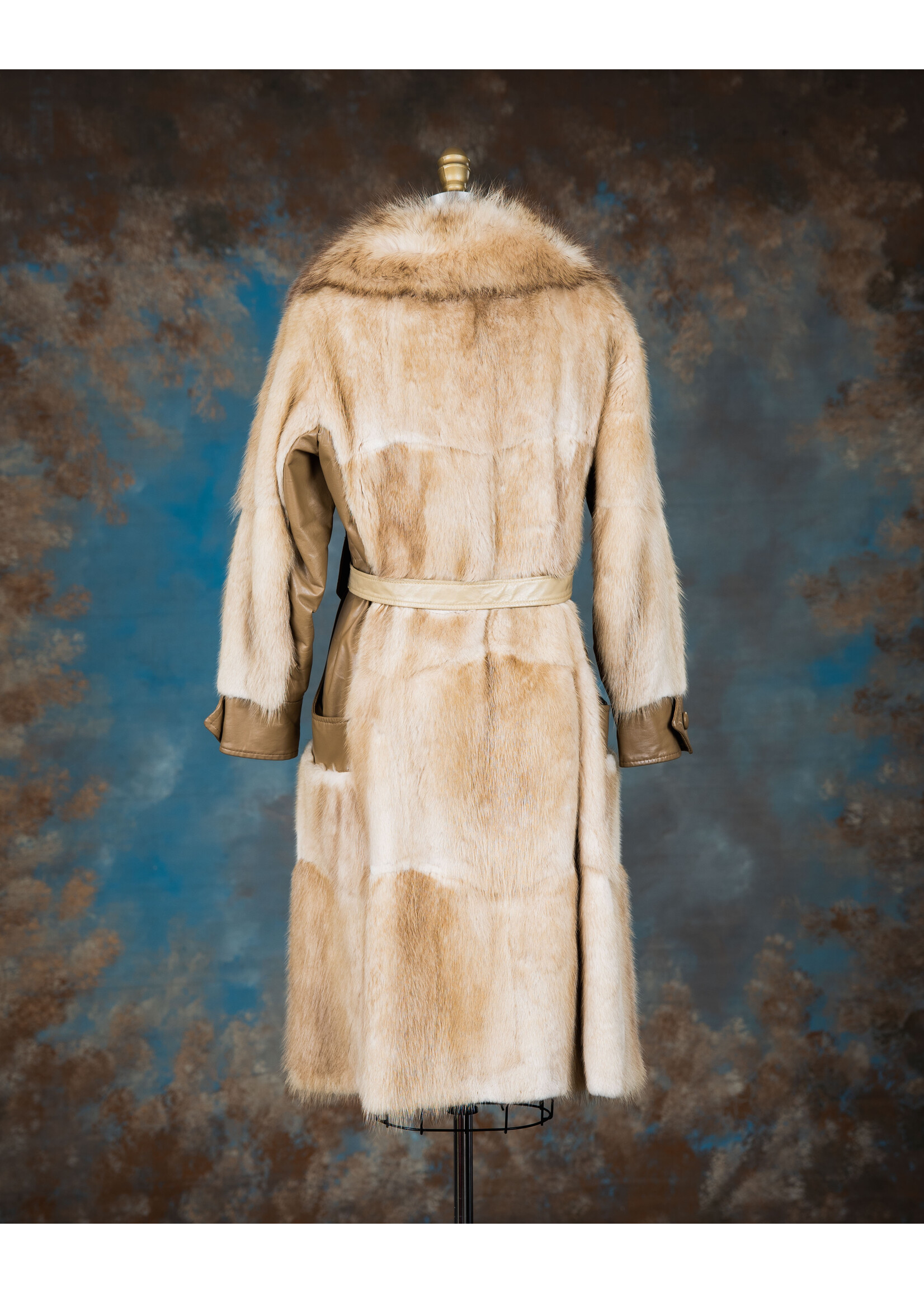 BLONDE MUSKRAT & LEATHER TRENCH COAT 4-6
