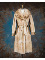 BLONDE MUSKRAT & LEATHER TRENCH COAT 4-6