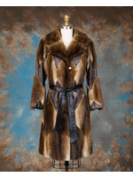 NATURAL MUSKRAT & LEATHER TRENCH