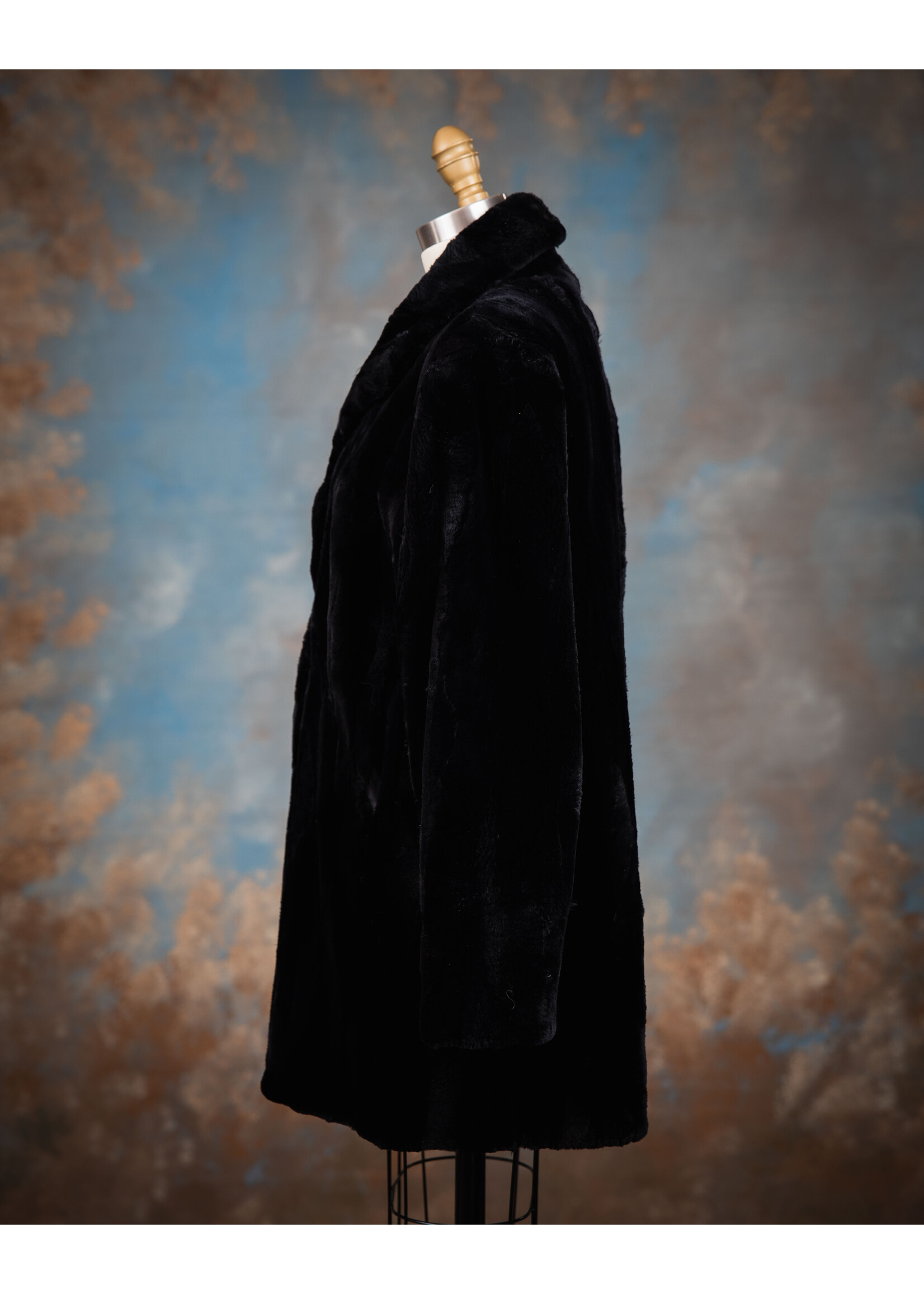 BLACK SHEARED BEAVER PIECES JACKET 12