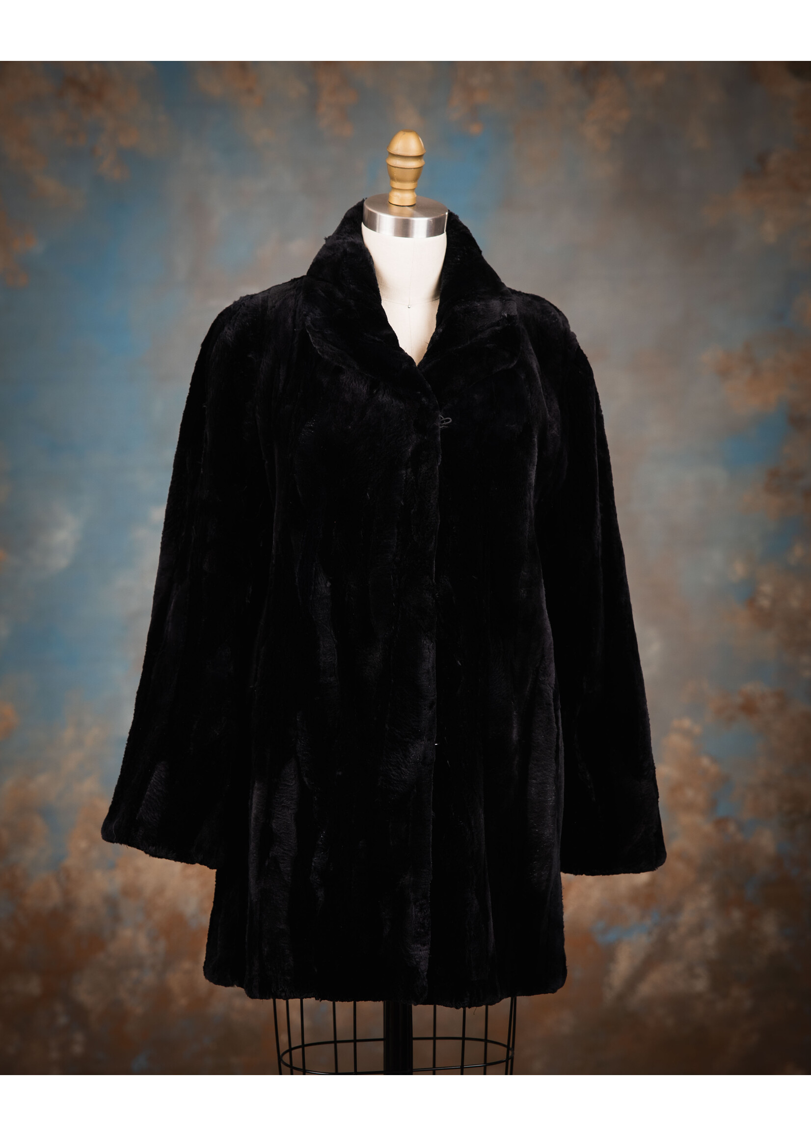 BLACK SHEARED BEAVER PIECES JACKET 12