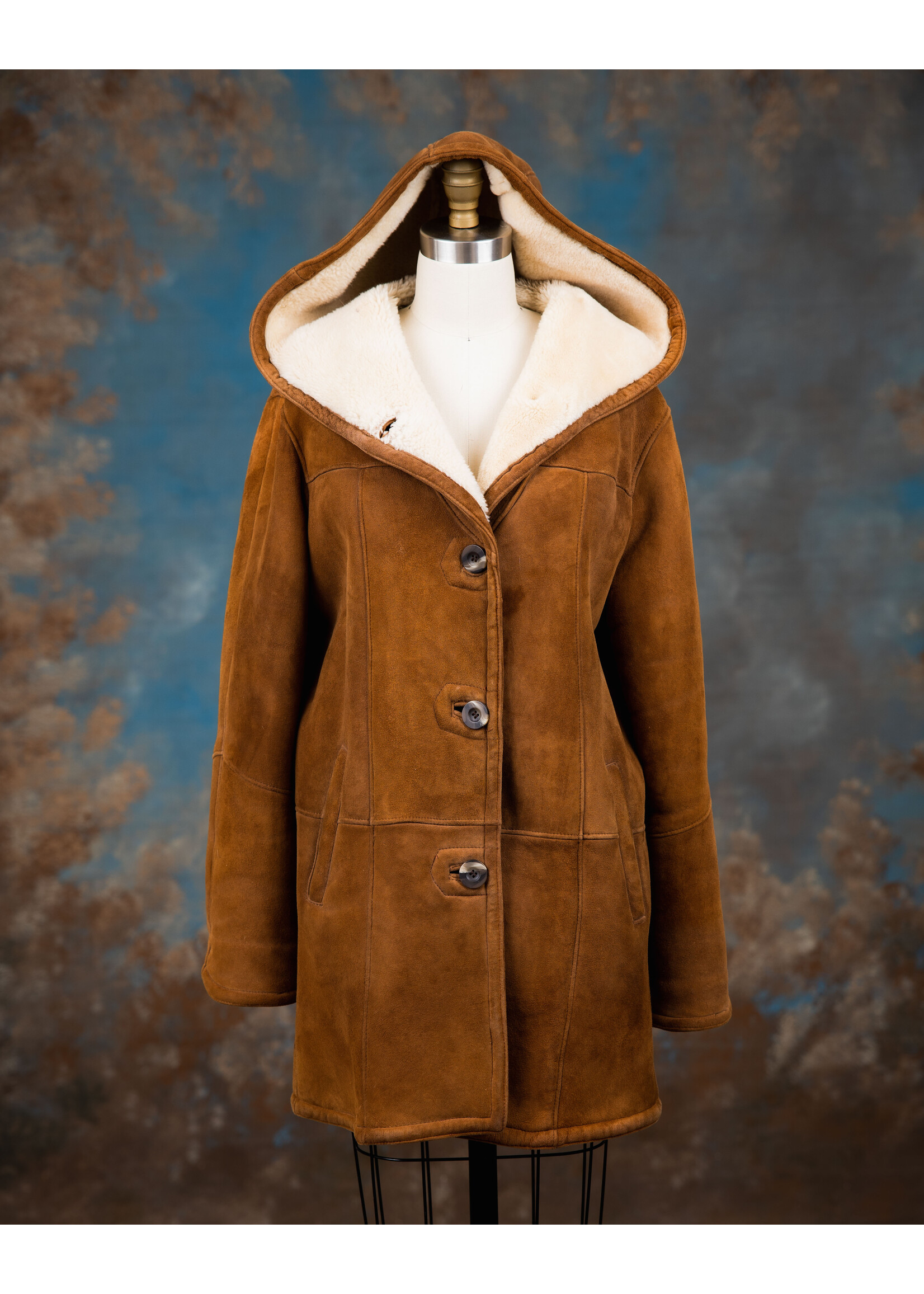 CARAMEL & CREAM SHEARLING COAT