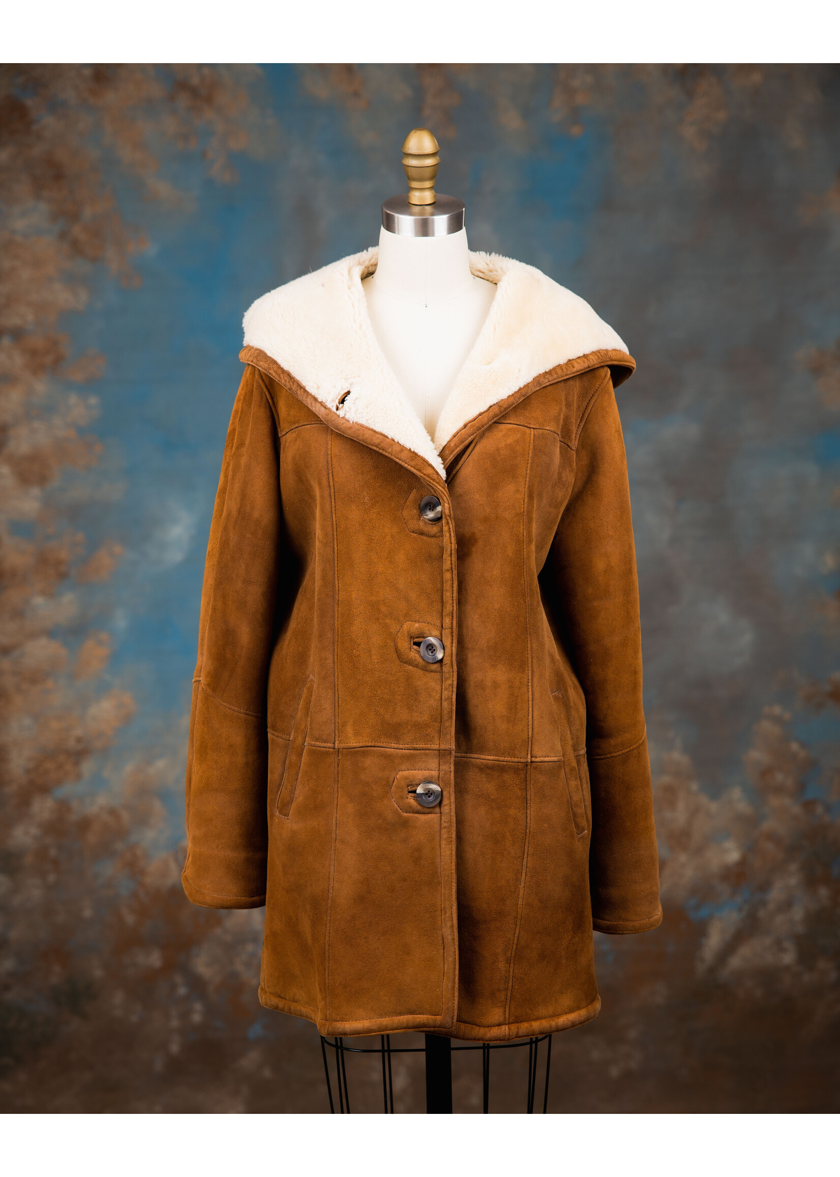 CARAMEL & CREAM SHEARLING COAT