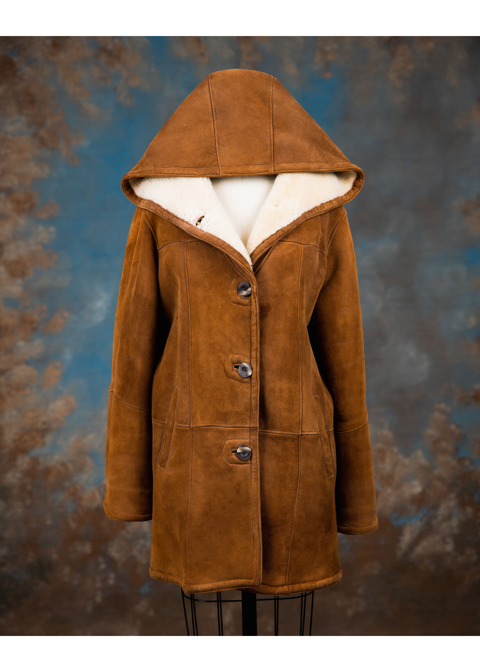 CARAMEL & CREAM SHEARLING COAT