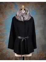 ANGORA & WOOL CAPE WITH SILVER FOX COLLAR