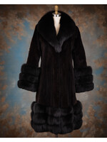 SHEARED BLACK MINK W. FOX TRIM