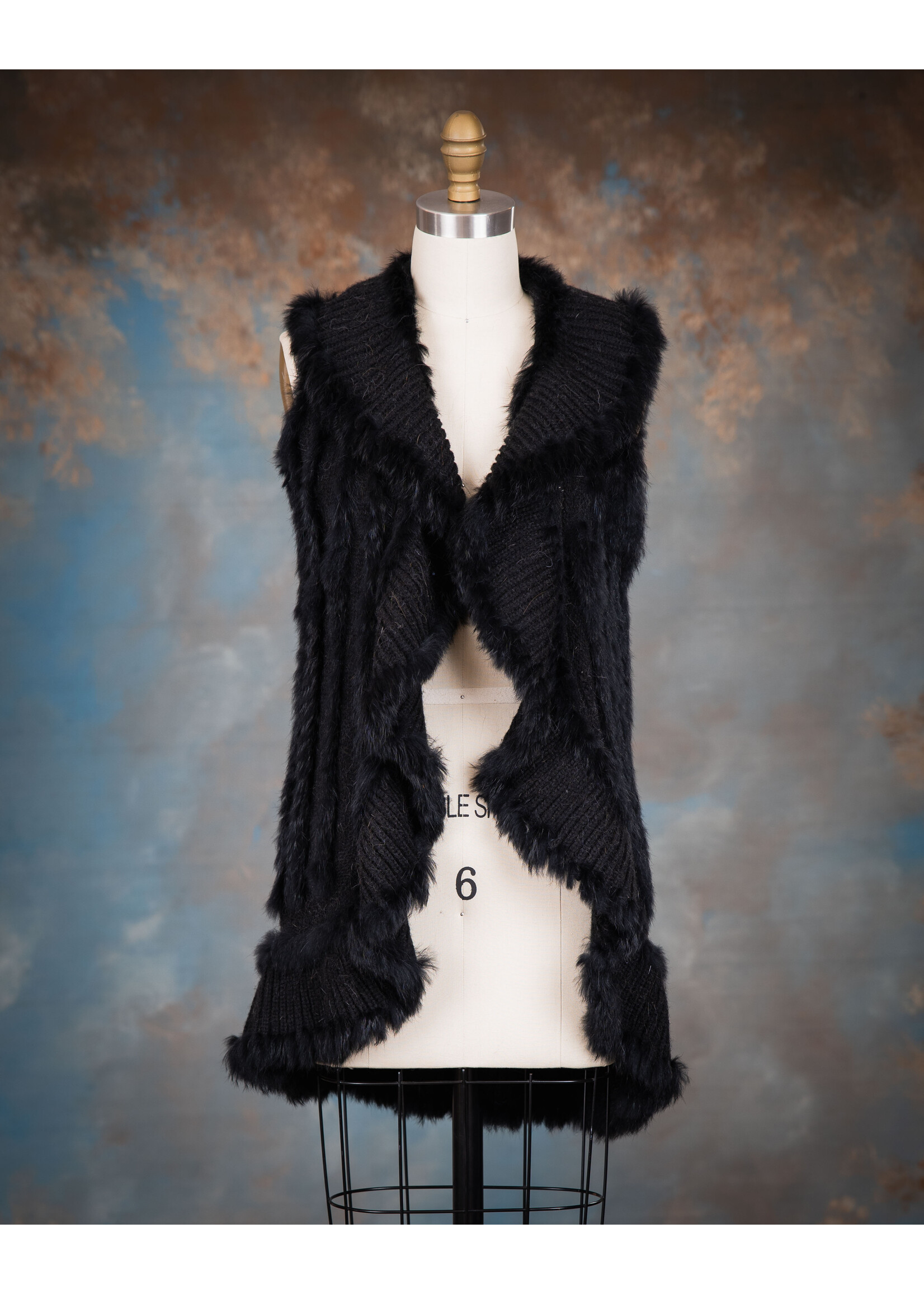 RABBIT & WOOL BLEND KNIT VEST