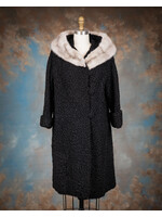 BLACK PERSIAN LAMB COAT W/ SAPPHIRE MINK COLLAR