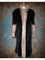 BLACK MINK COAT W. INDIGO FOX