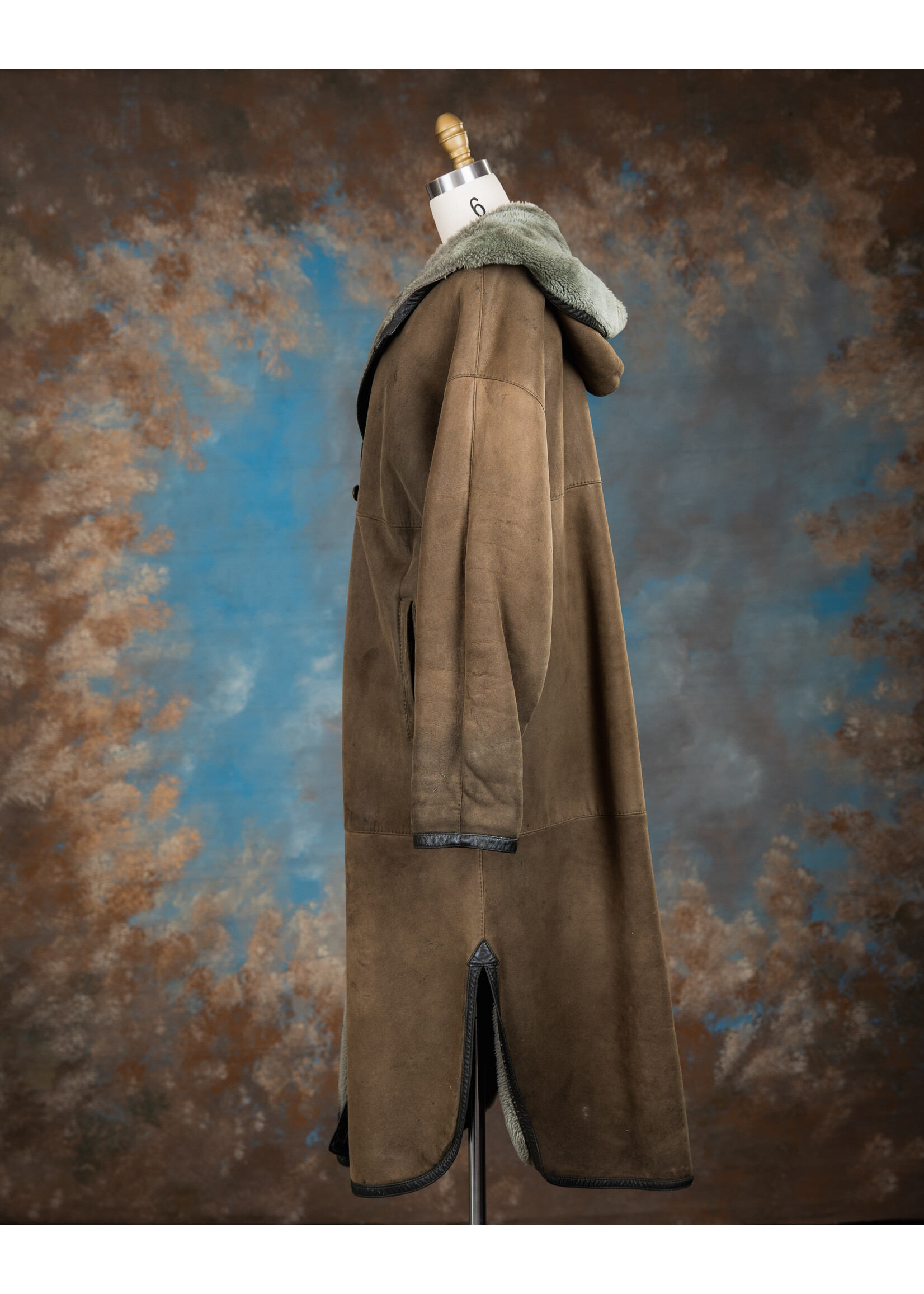 OLIVE SHEARLING COAT