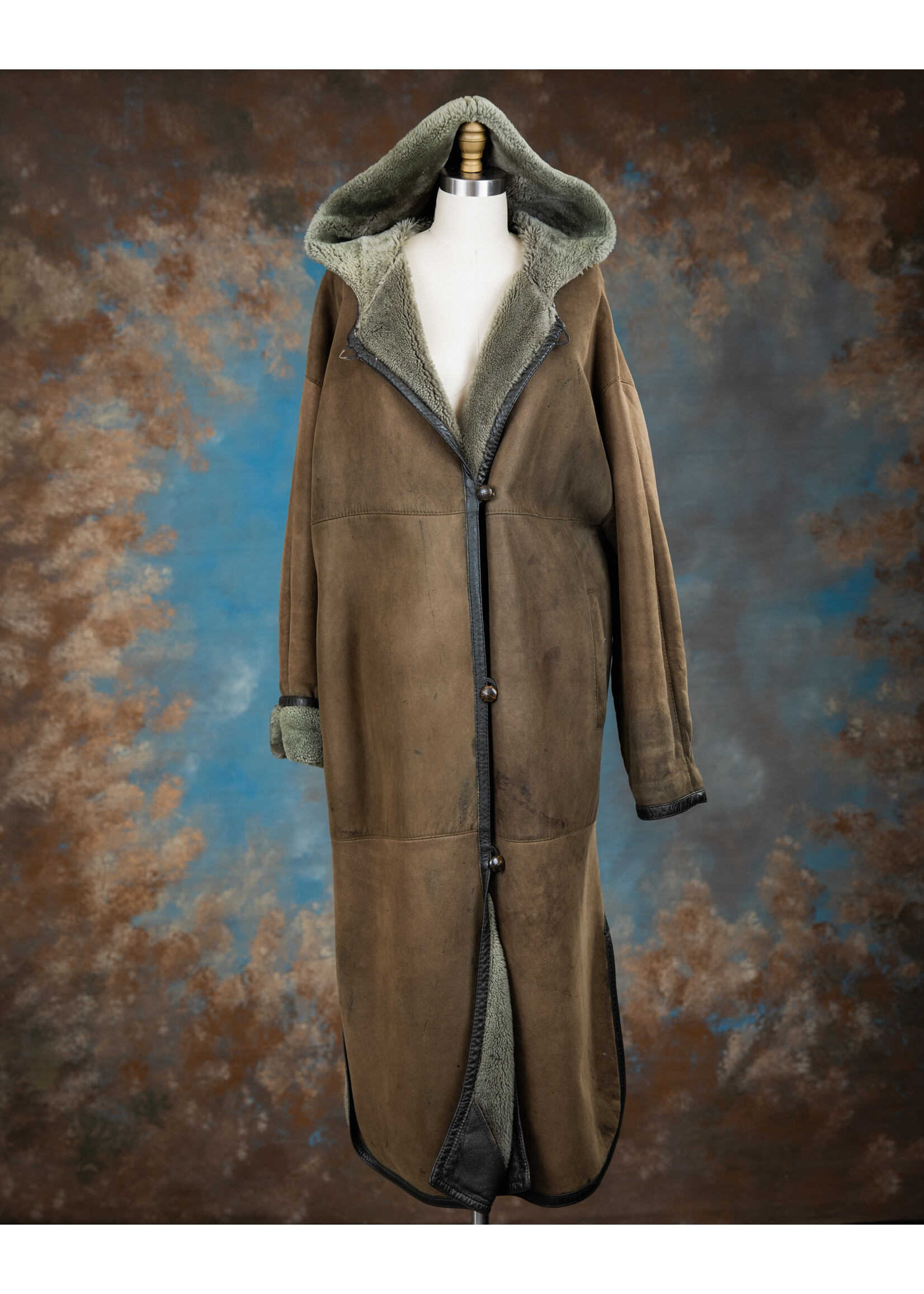 OLIVE SHEARLING COAT