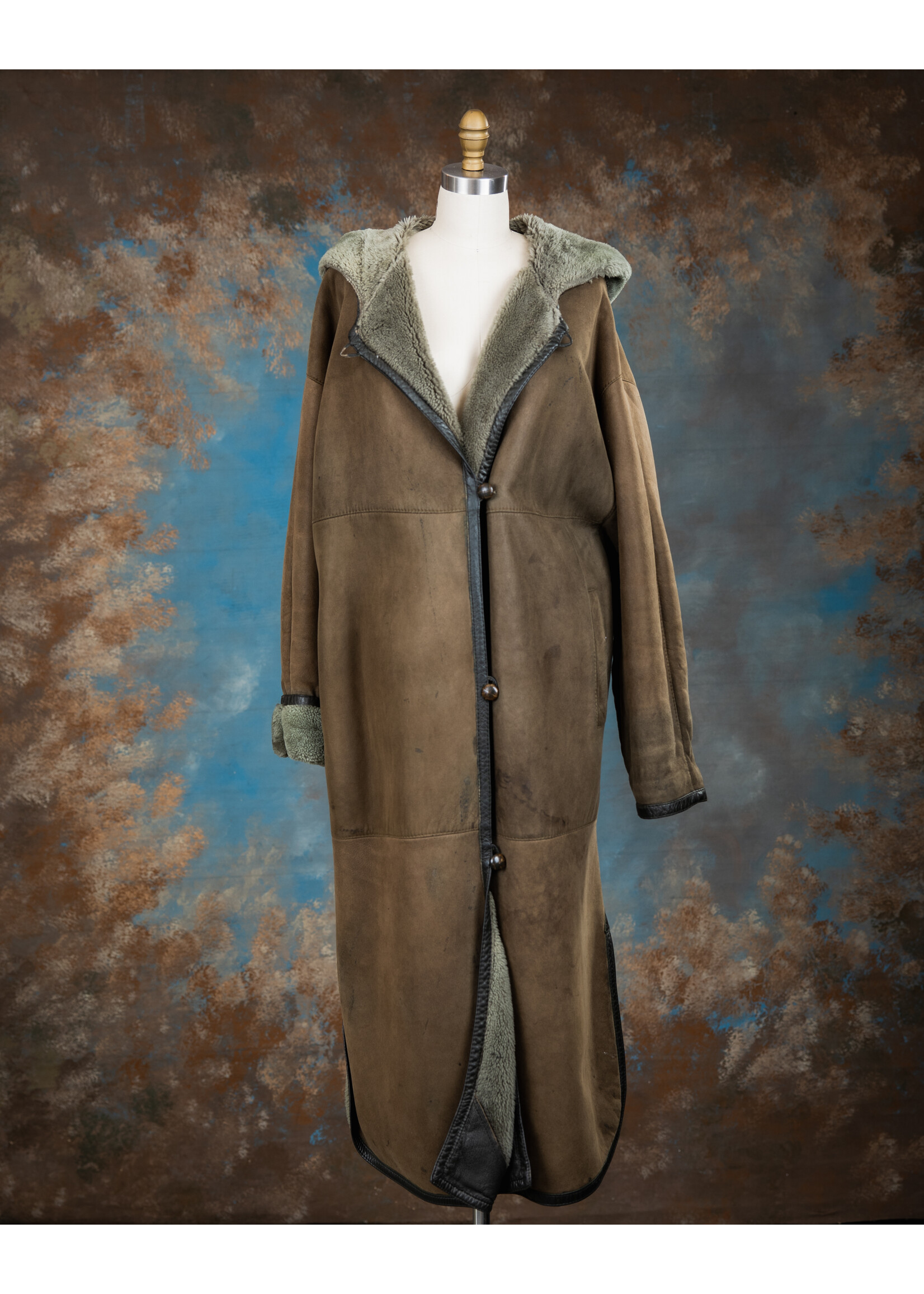 OLIVE SHEARLING COAT