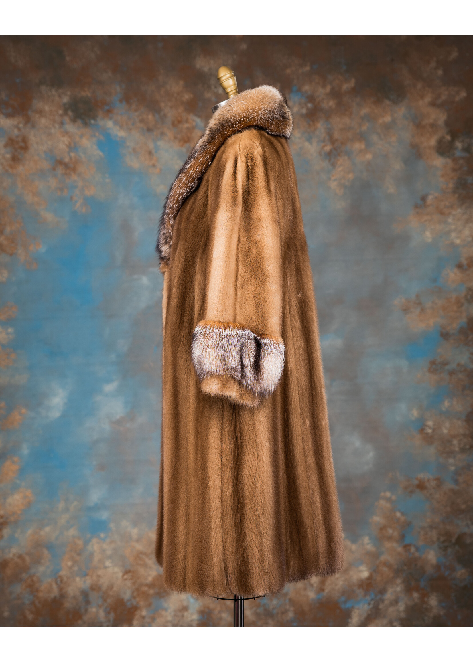 FURTHER PASTEL MINK COAT W/ CRYSTAL FOX 14P