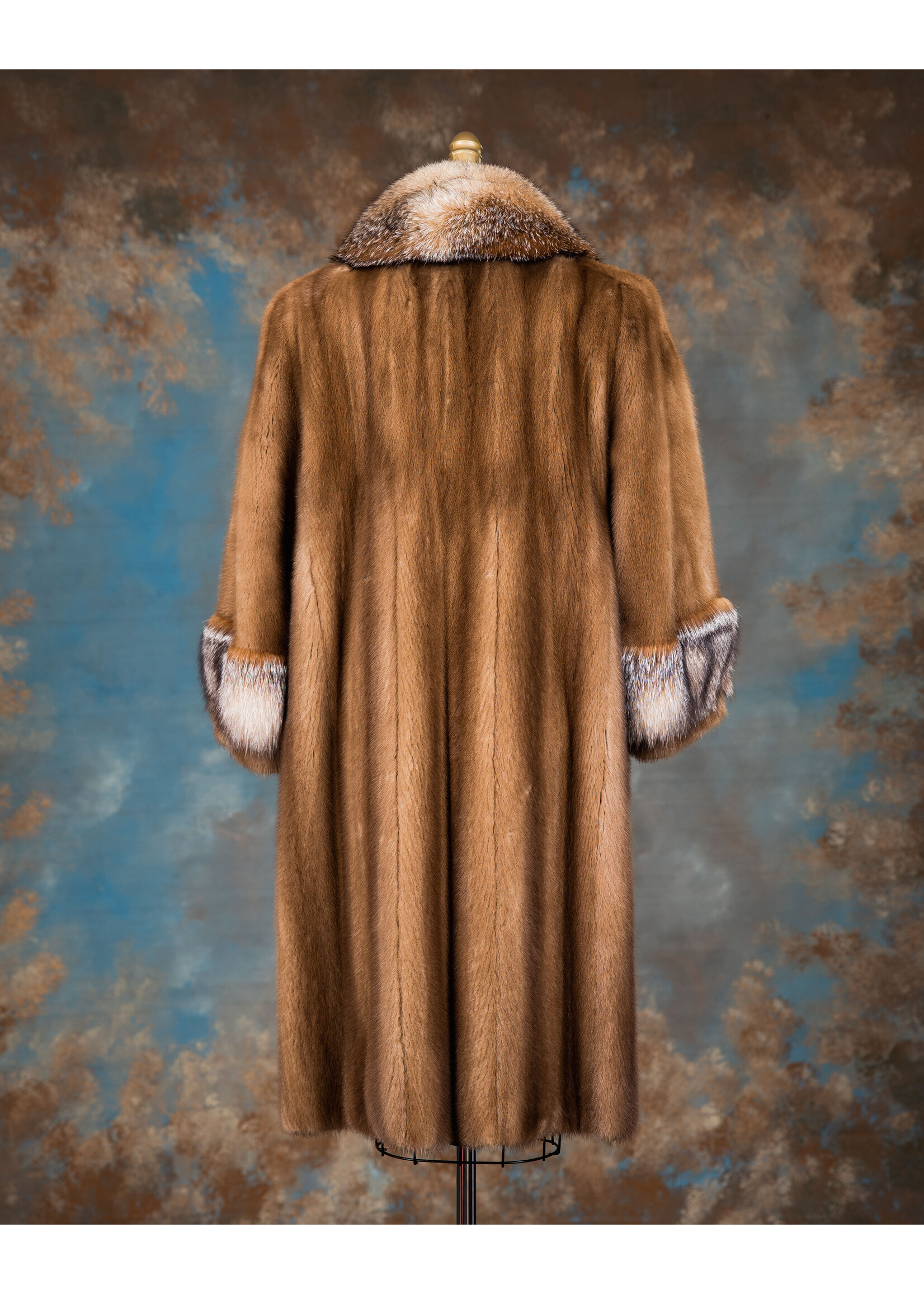 FURTHER PASTEL MINK COAT W/ CRYSTAL FOX 14P