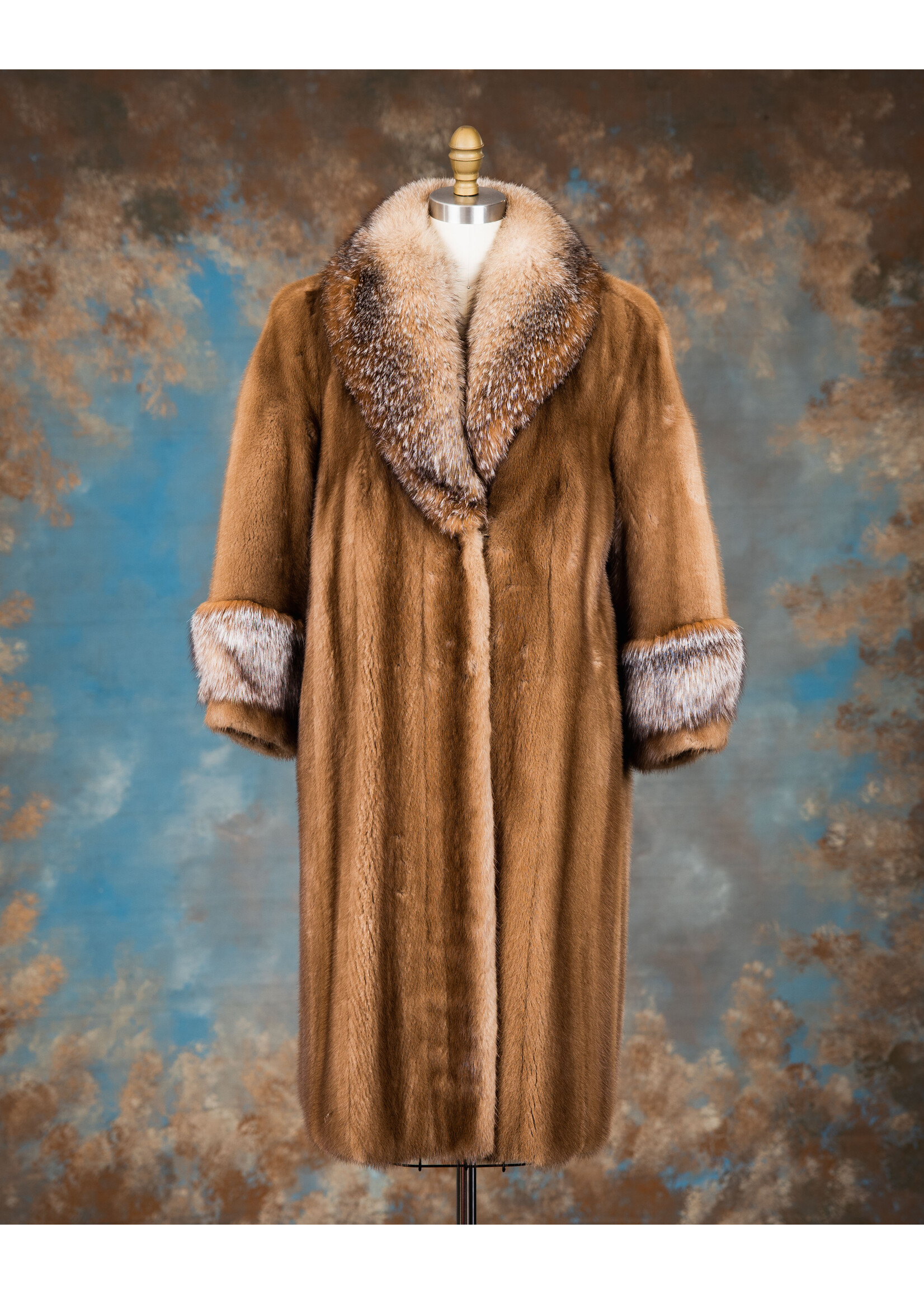 FURTHER PASTEL MINK COAT W/ CRYSTAL FOX 14P