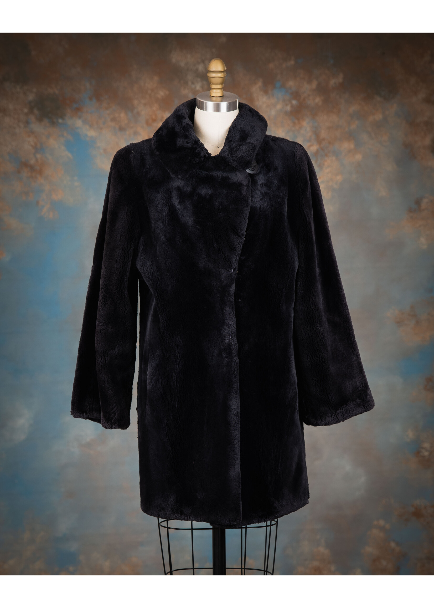 BLACK SHEARED BEAVER JACKET 6-8