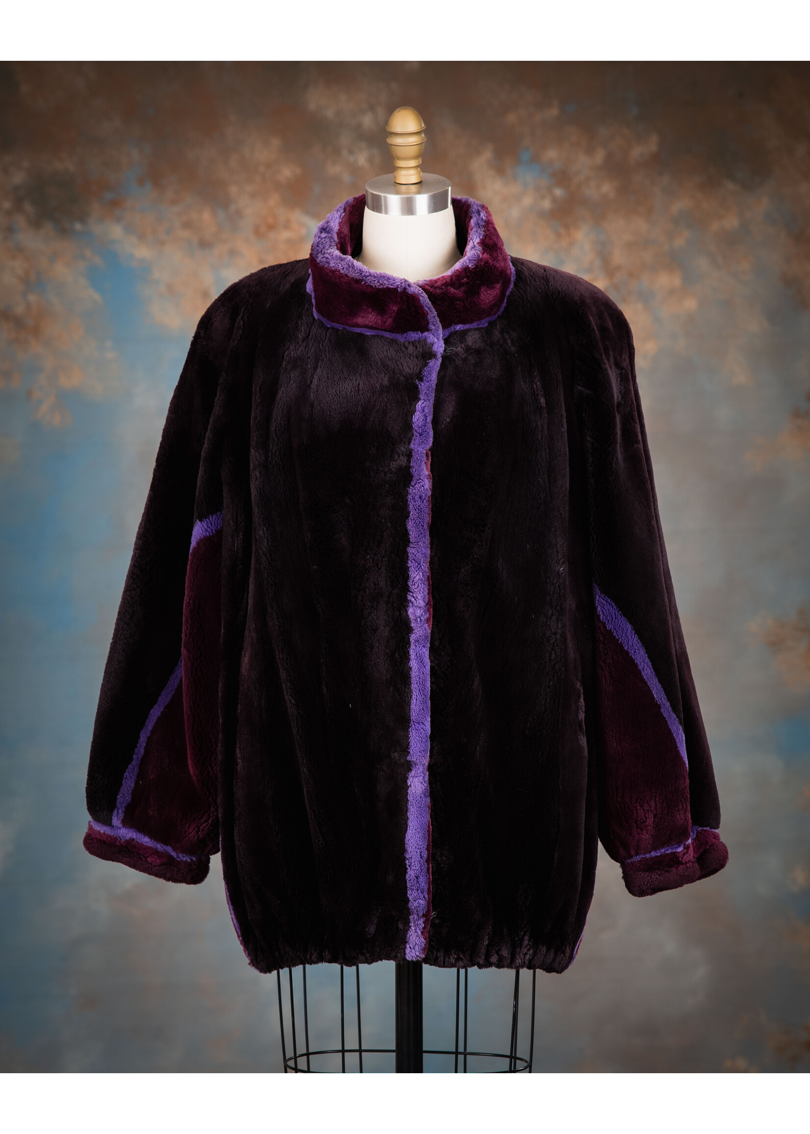 PURPLE SHEARED BEAVER JACKET