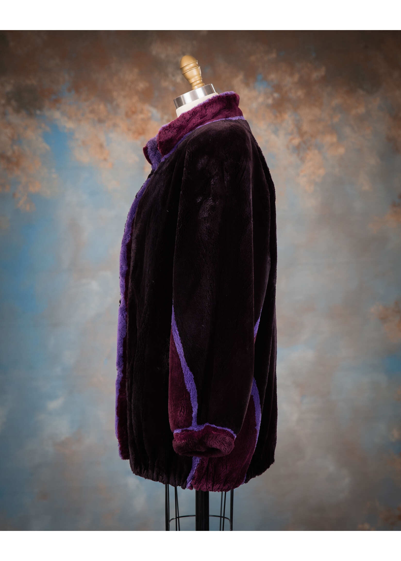 PURPLE SHEARED BEAVER JACKET