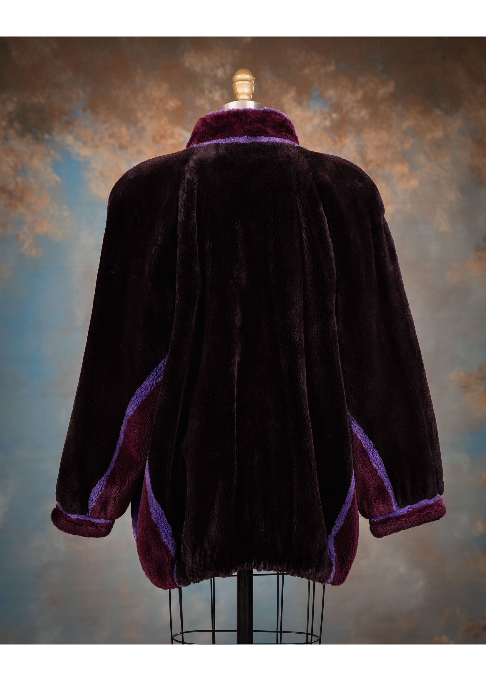 PURPLE SHEARED BEAVER JACKET
