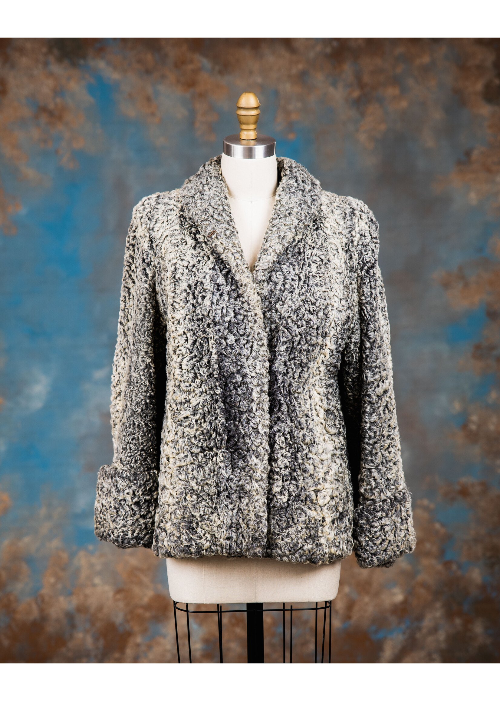 GREY PERSIAN LAMB SWING JACKET