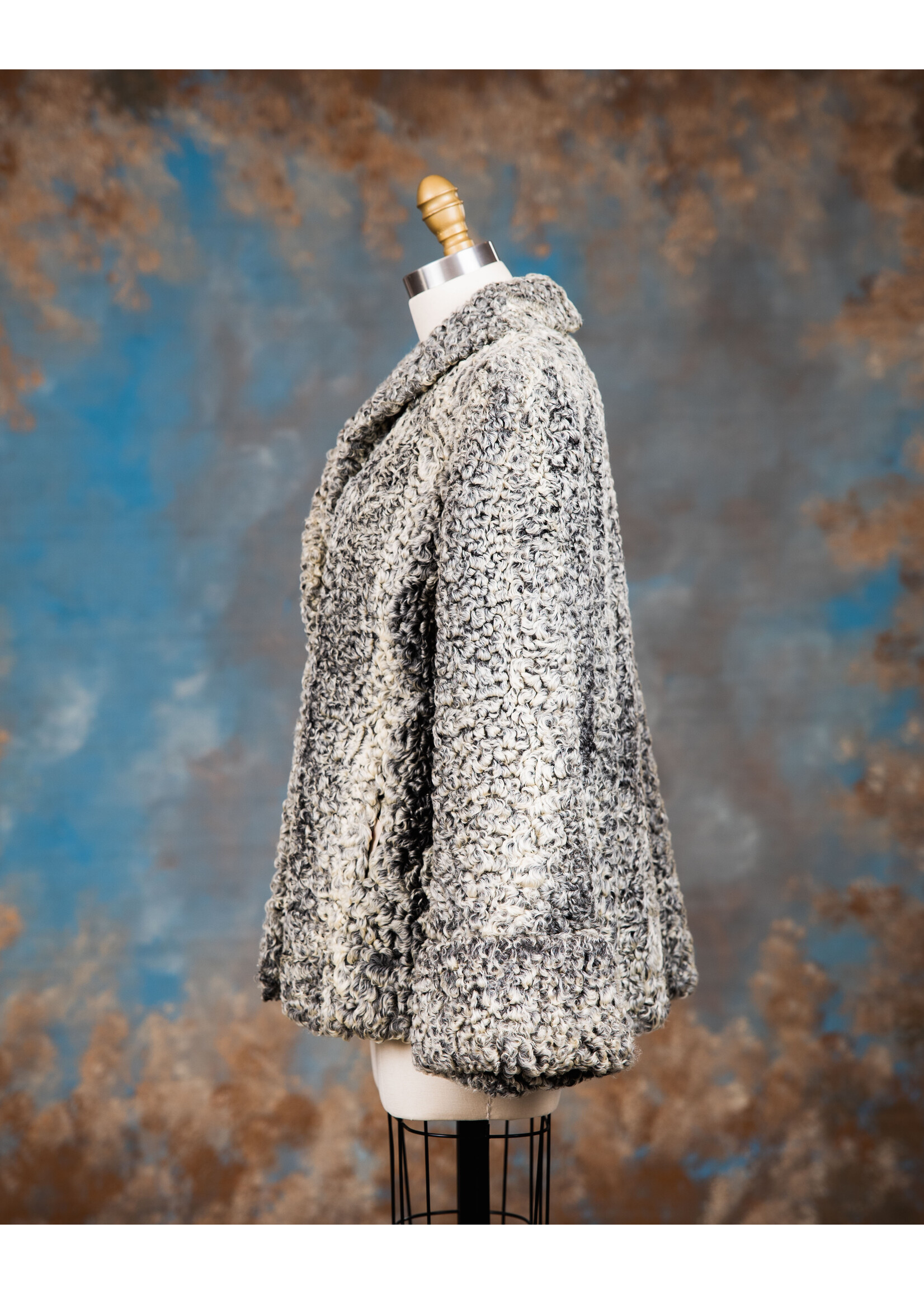 GREY PERSIAN LAMB SWING JACKET
