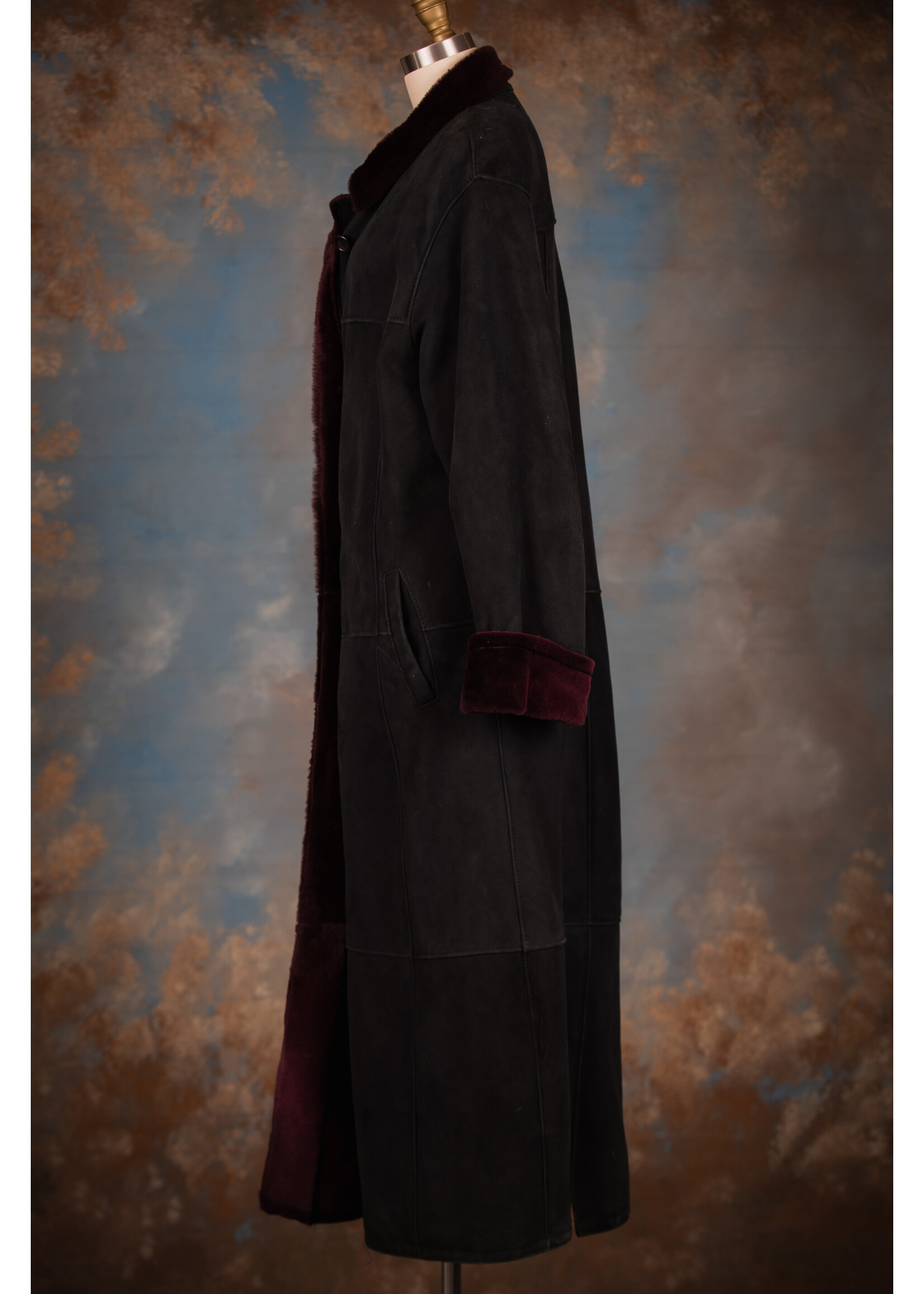 BLACK & WINE SHEEPSKIN COAT 14