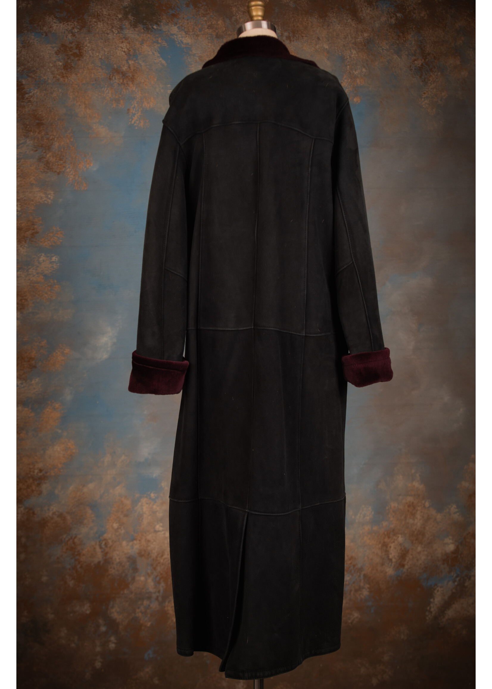 BLACK & WINE SHEEPSKIN COAT 14