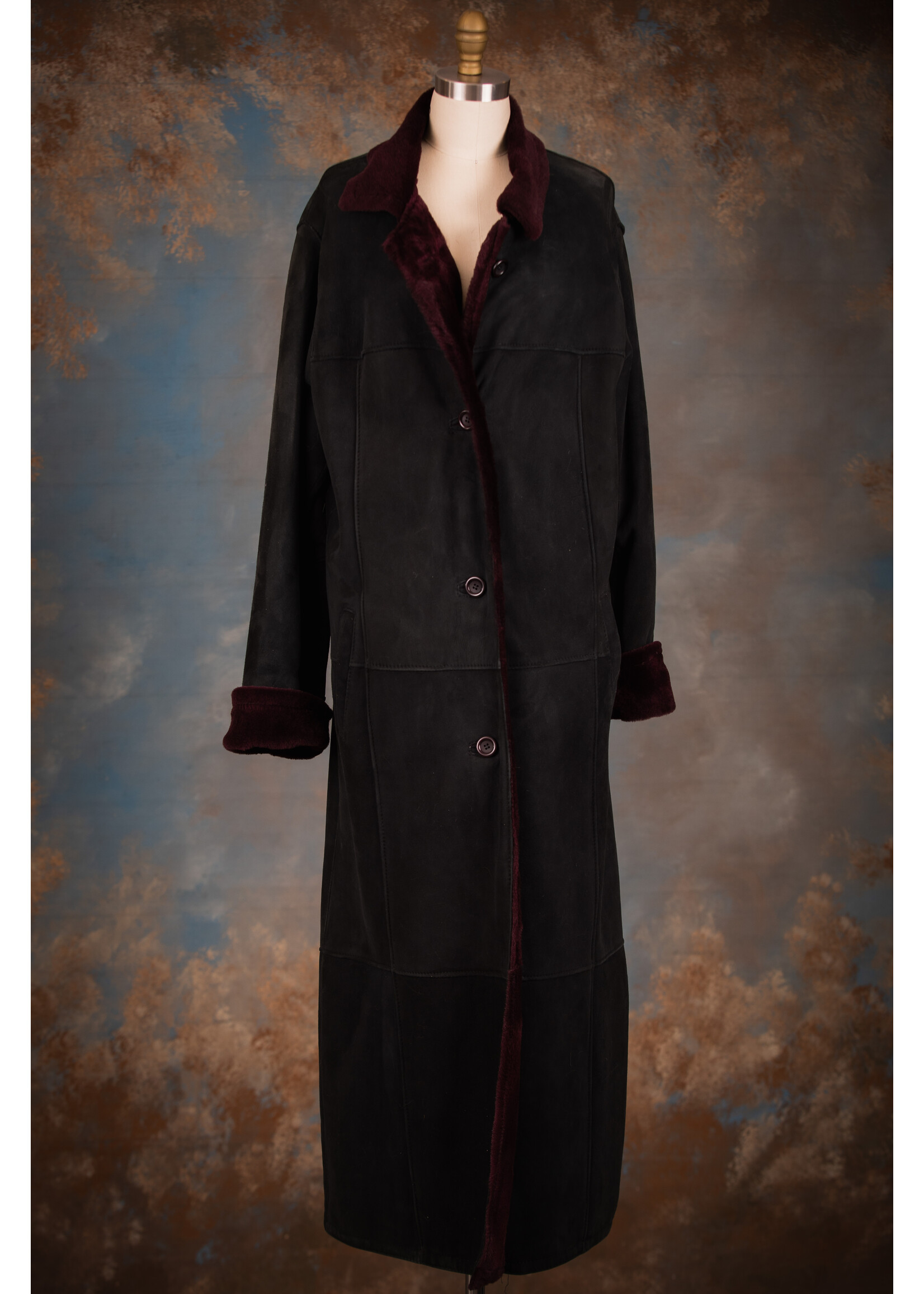 BLACK & WINE SHEEPSKIN COAT 14