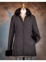 BLACK REX RABBIT-LINED SKI JACKET