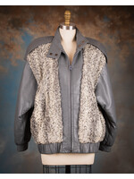GREY PERSIAN & LEATHER BOMBER