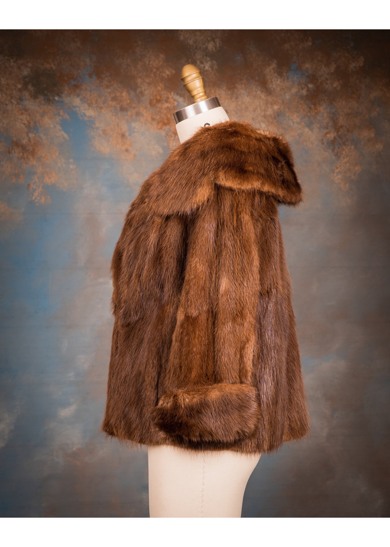 CHOCOLATE DYED MUSKRAT COCKTAIL JACKET