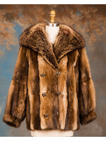 DOUBLE-BREASTED NATURAL MUSKRAT JACKET