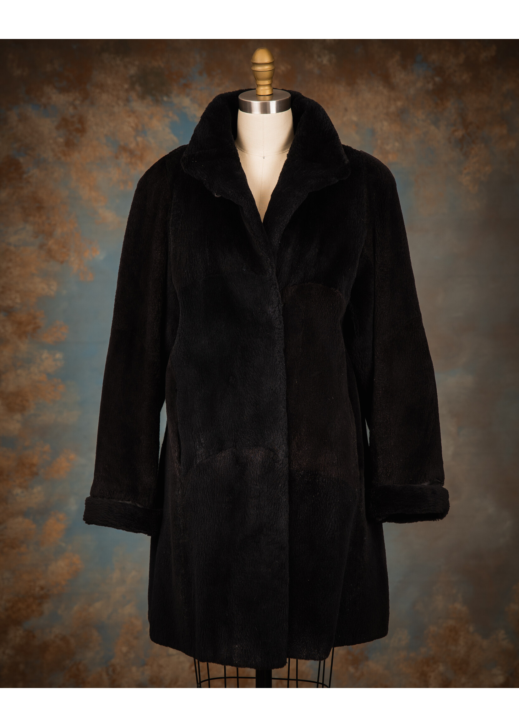 BLACK SHEARED NUTRIA JACKET
