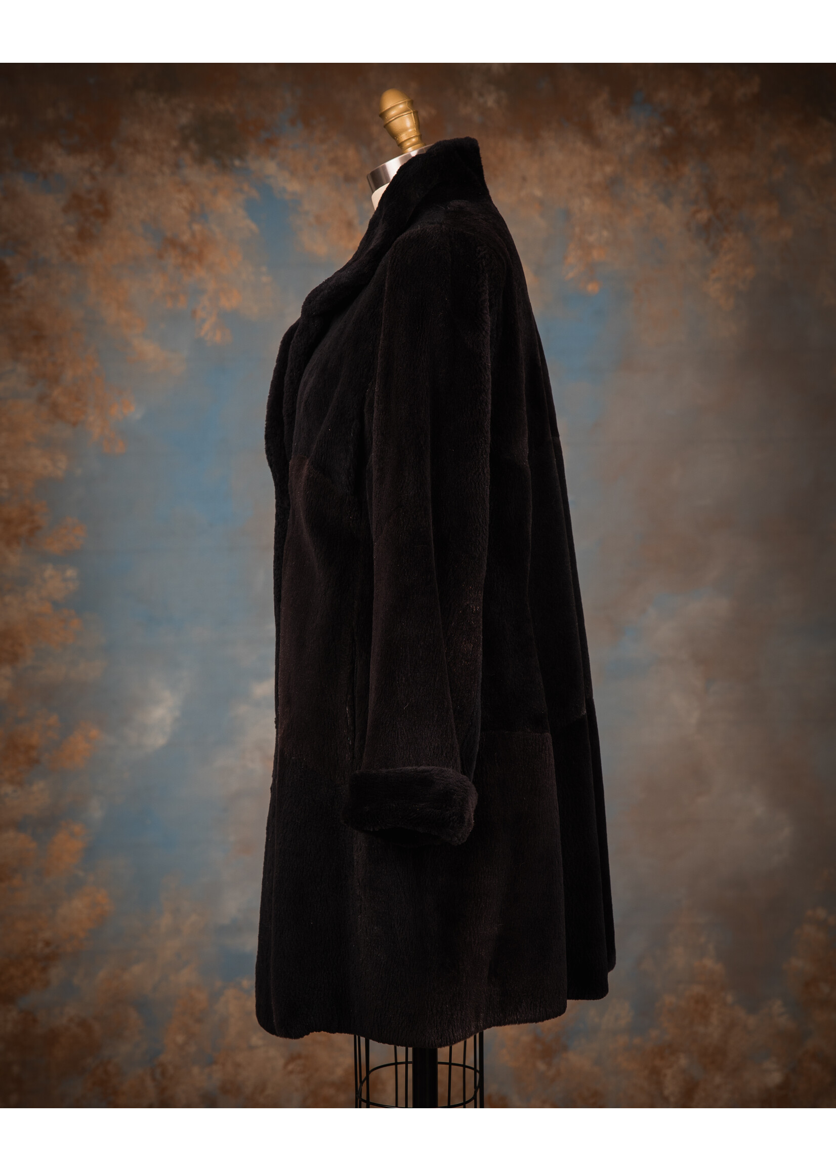 BLACK SHEARED NUTRIA JACKET