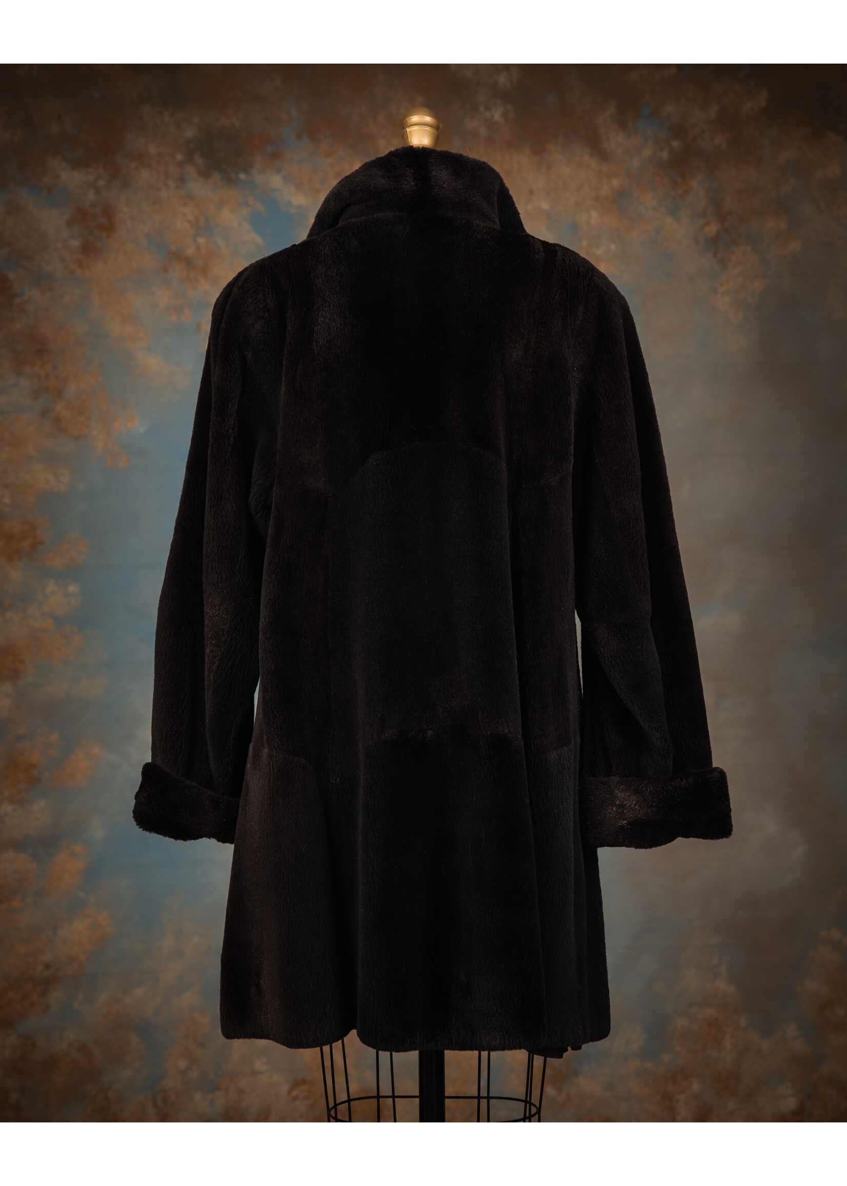 BLACK SHEARED NUTRIA JACKET