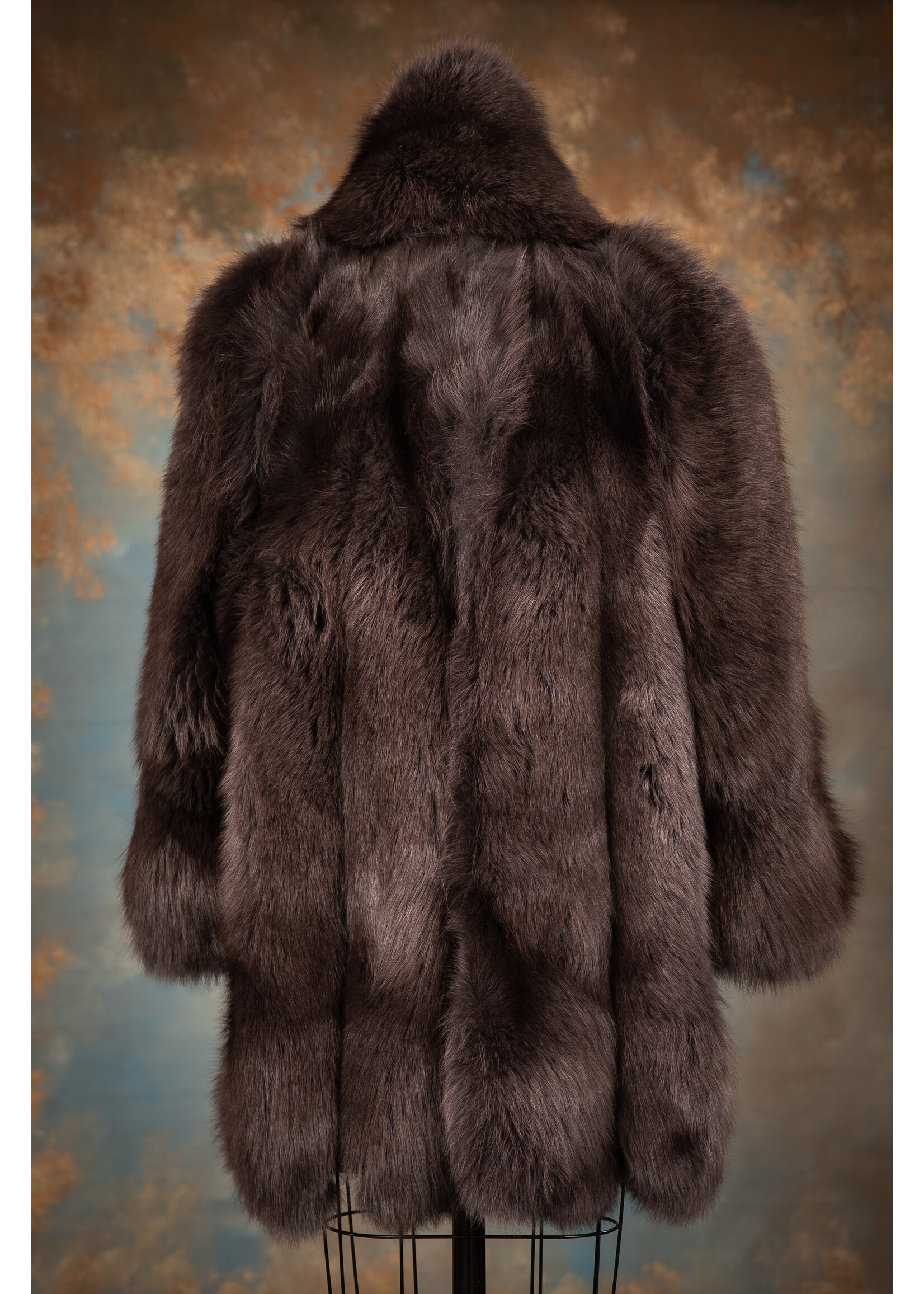 GUNMETAL FOX JACKET W. STOLE